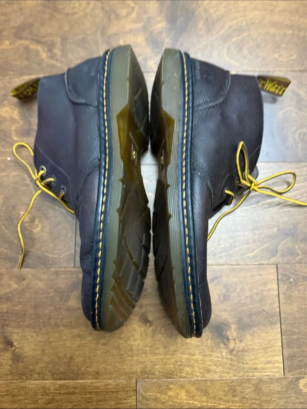 Dr. Martens Men’s Dark Brown Leather Chukka Boots with Yellow Laces